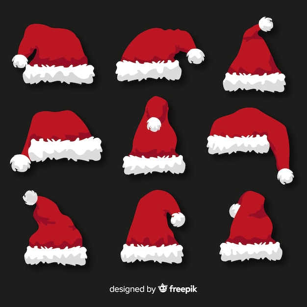 Gratis vector kerstmuts van de kerstman in plat ontwerp