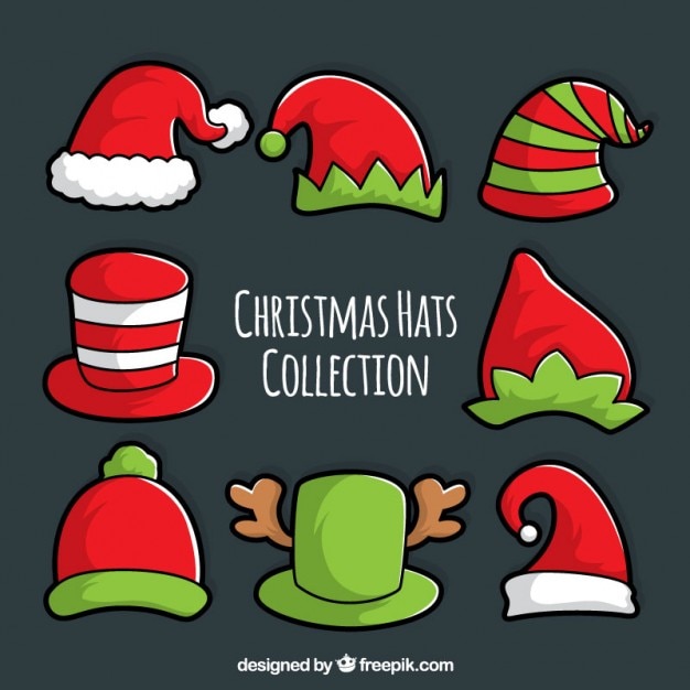 Gratis vector kerstmutsen set