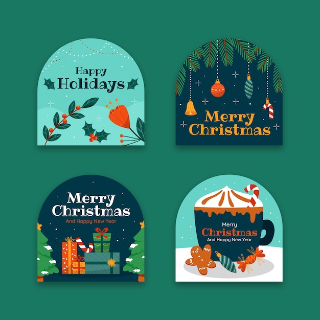 Gratis vector kerstseizoen viering etiketten collectie