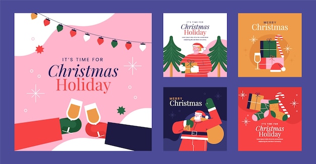 Gratis vector kerstseizoen viering instagram berichten collectie