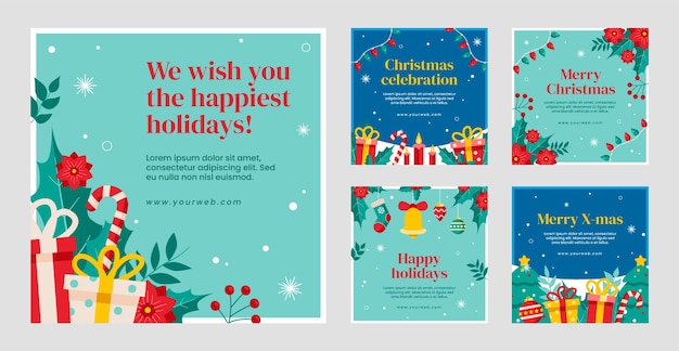 Gratis vector kerstseizoen viering instagram berichten collectie