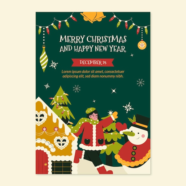 Gratis vector kerstseizoen viering verticale poster sjabloon