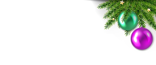Kerstslinger met ballen en decoraties blauwe achtergrond met verloopnet, vectorillustratie
