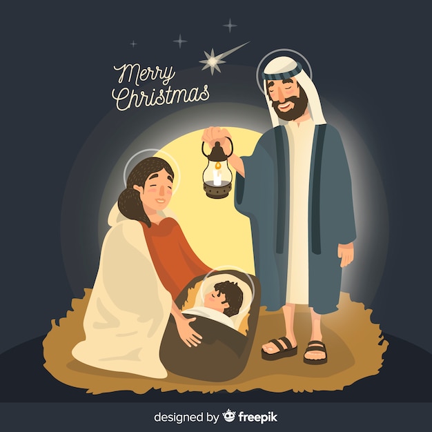 Gratis vector kerststal