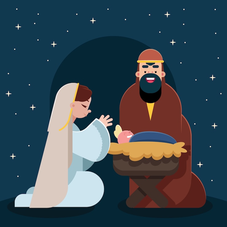 Gratis Vector kerststalconcept in plat ontwerp