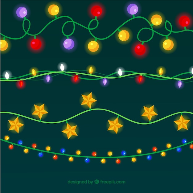 Gratis vector kerstverlichting set