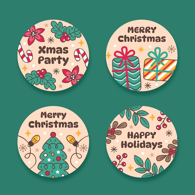 Gratis vector kerstviering feestelijke labels collectie