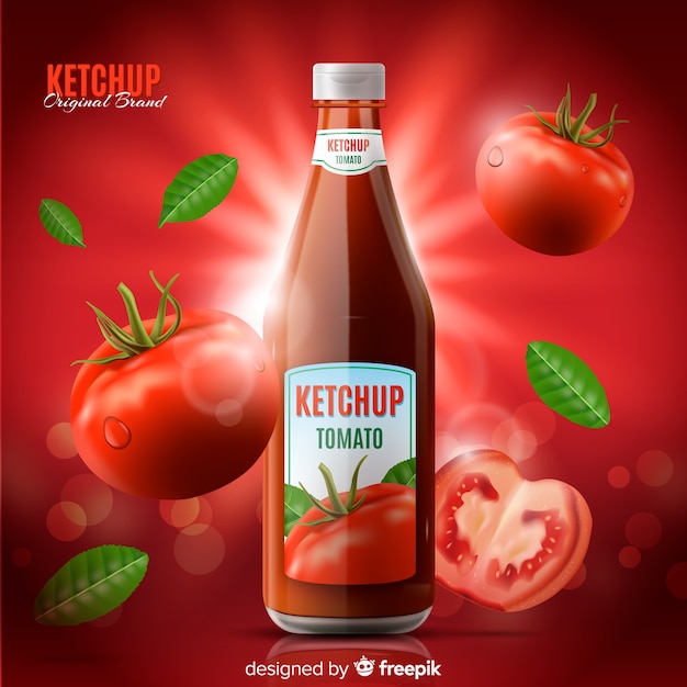 Gratis vector ketchup-advertentiesjabloon