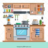 Gratis vector keuken in plat design