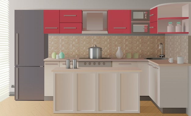 Gratis vector keuken interieur samenstelling