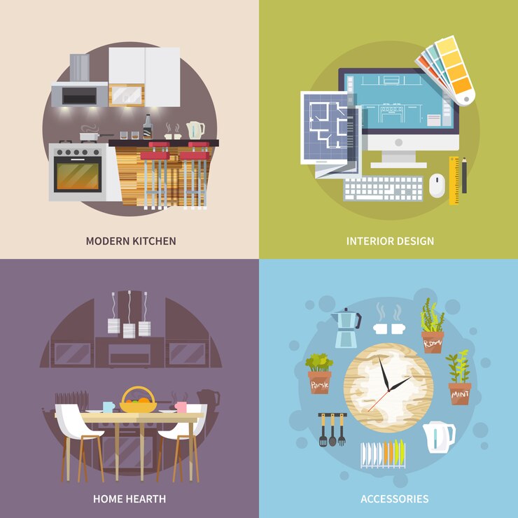 Gratis Vector keukenmeubelset