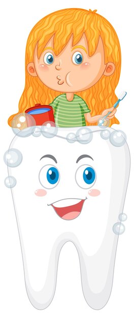 Kid schoonmaken humna tanden geïsoleerd