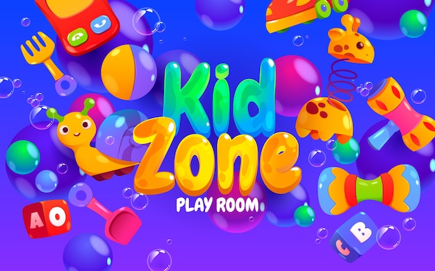 Kid zone platte ontwerp achtergrond