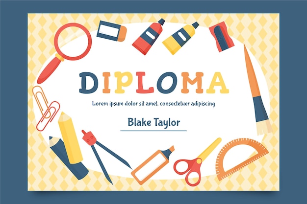 Gratis vector kids diploma sjabloon