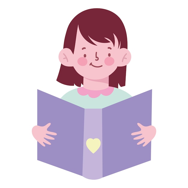 Gratis vector kind leest boek met glimlachend schattig icoon geïsoleerd