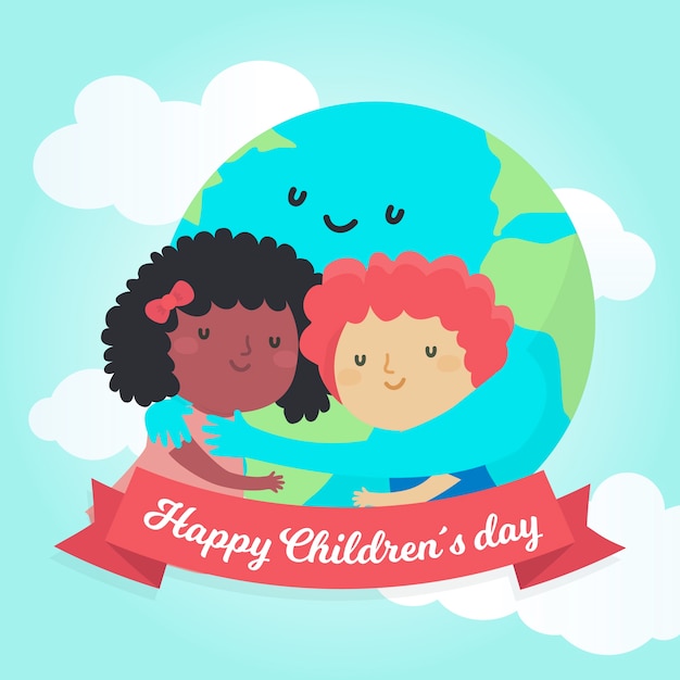 Gratis vector kinderdag concept in plat ontwerp