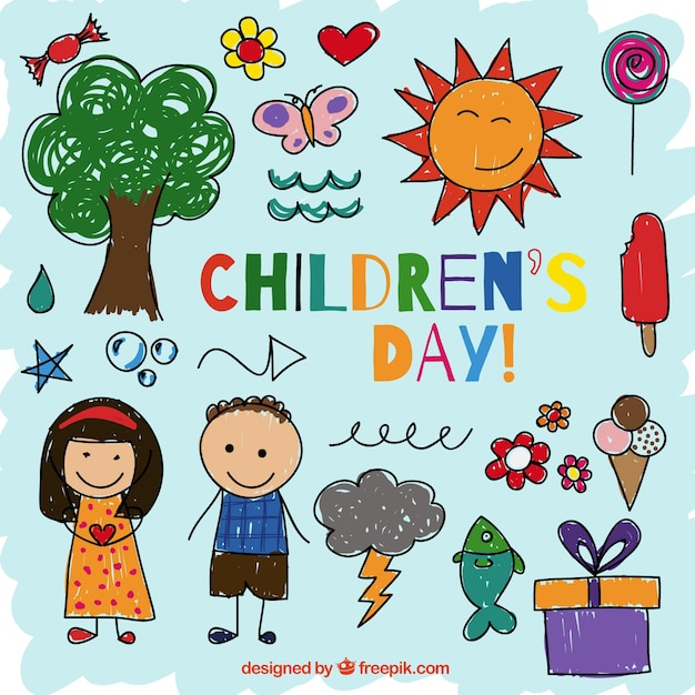 Kinderen Day Draw Icon Collection