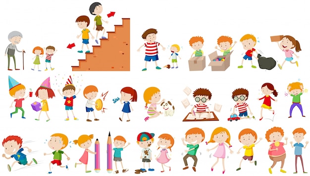 Kinderen doen verschillende activiteiten illustratie
