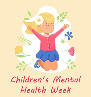Kinderen geestelijke gezondheid week concept vector. professionele psychologie overleg illustratie. evenement in februari. depressie, verdriet, paniekaanval.