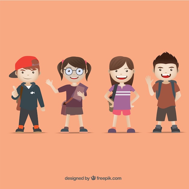 Gratis vector kinderen gekleed voor school