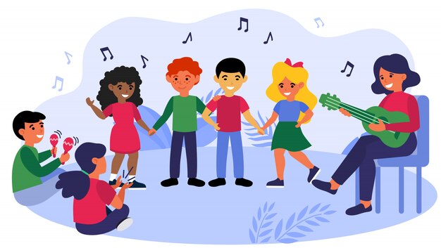 Kinderen genieten van muziekles