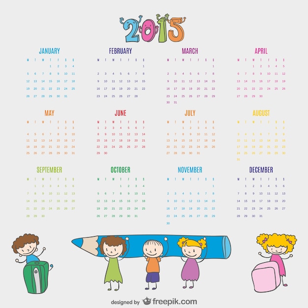 Kinderen getrokken kalender 2015