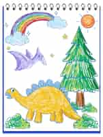 Gratis vector kinderen handgetekende doodle dinosaurussen