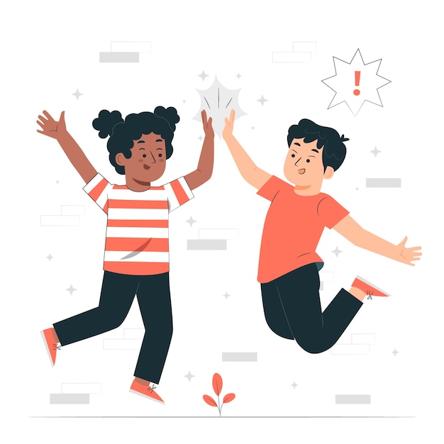 Gratis vector kinderen high five concept illustratie