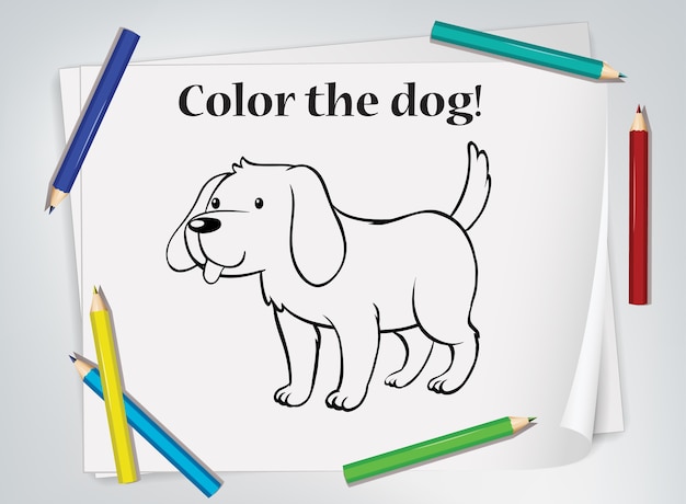Kinderen hond kleur werkblad