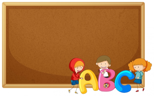 Gratis vector kinderen houden van abc op prikbord