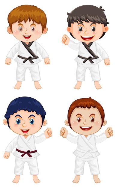 Gratis vector kinderen in taekwondo-uniform