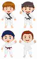 Gratis vector kinderen in taekwondo-uniform