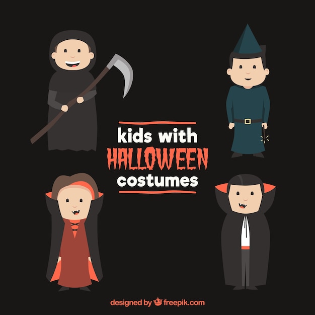 Kinderen met Halloween kostuums
