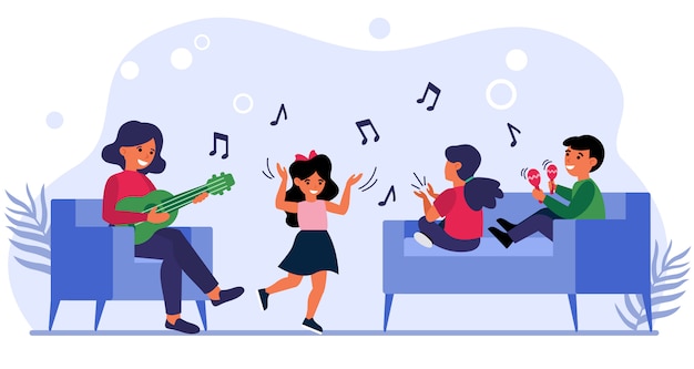 Gratis vector kinderen met plezier op muziekles