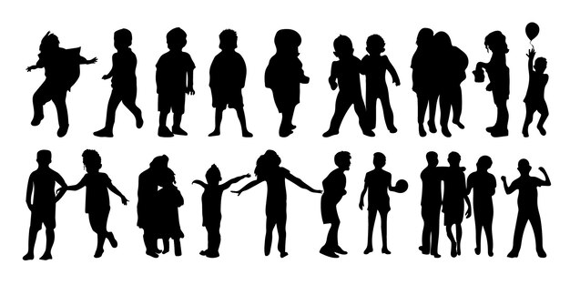 Kinderen silhouet kinderen silhouetten pack