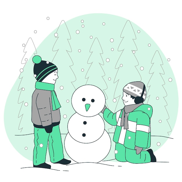 Gratis vector kinderen spelen met sneeuw concept illustratie