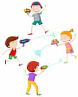 Gratis vector kinderen spelen met waterpistool