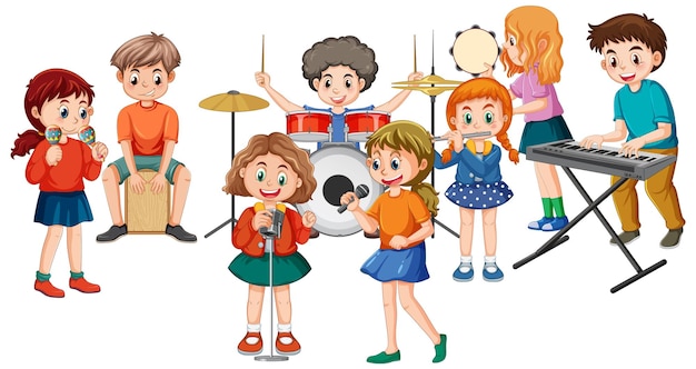 Gratis vector kinderen spelen muziekinstrument