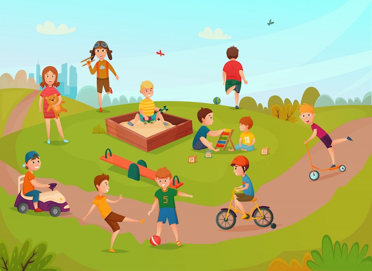Gratis Vector kinderen spelen samenstelling