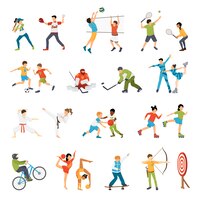 Gratis vector kinderen sport icons set