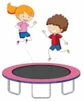 Gratis vector kinderen springen op de trampoline