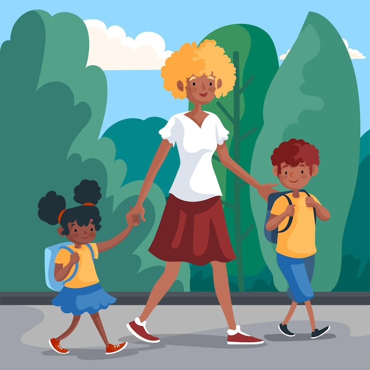 Gratis Vector kinderen terug naar school met ouders