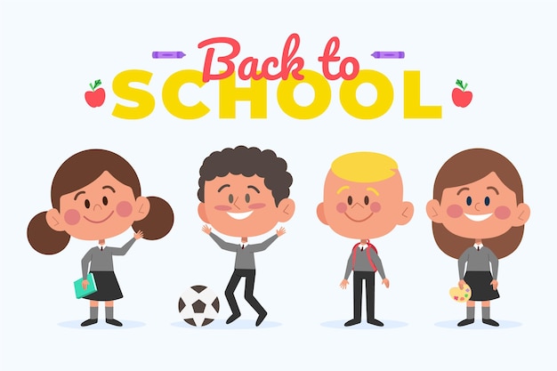 Gratis vector kinderen terug naar school plat ontwerp