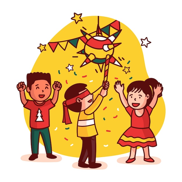 Gratis vector kinderen vieren posadas