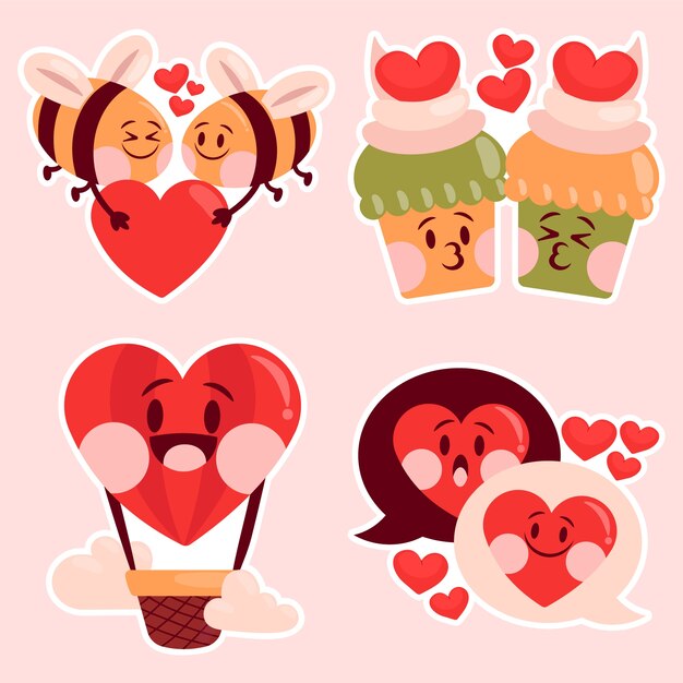 Kinderlijke Valentijnsdag stickers collectie