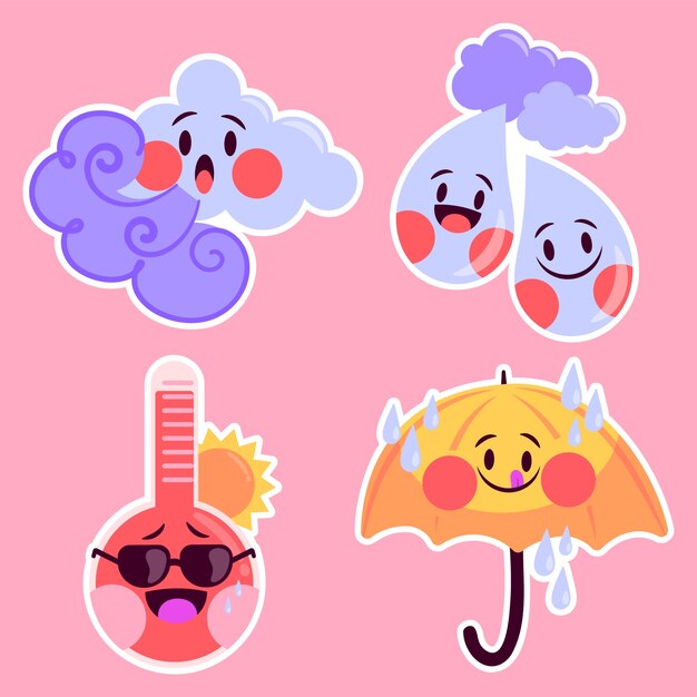 Kinderlijke verzameling weerstickers