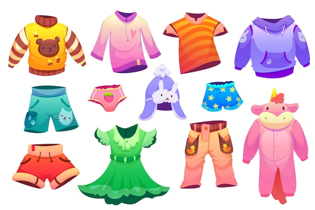Gratis vector kindermode kleding voor jongens en meisjes