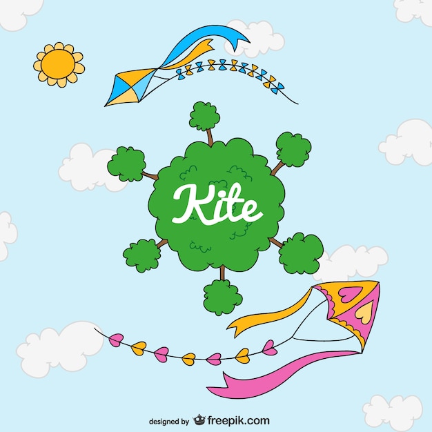 Gratis vector kite cartoon schattige