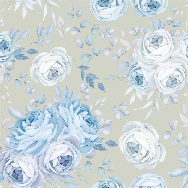 Klassiek blauw bloemen naadloos patroonontwerp