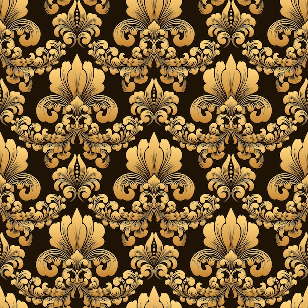 Gratis vector klassiek het ornament naadloos patroon van het luxe ouderwetse damast